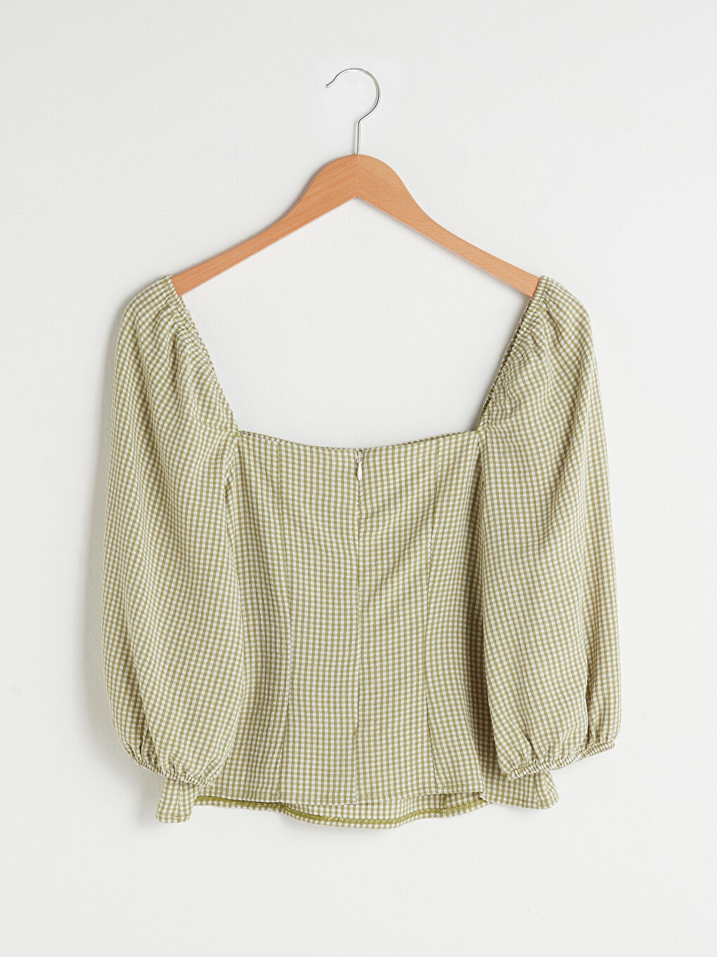 XSIDE Square Neck Plaid Balloon Sleeve Women's Blouse -S1FY15Z8-QT5