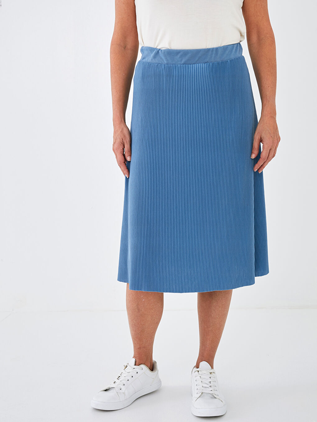 تنورة مكشكشة بخصر مطاطي للنساء-1