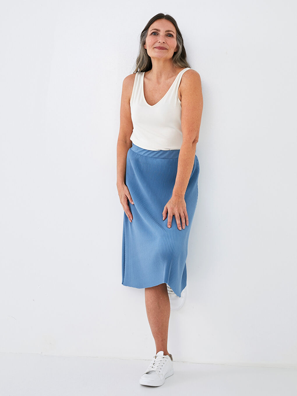 تنورة مكشكشة بخصر مطاطي للنساء-3