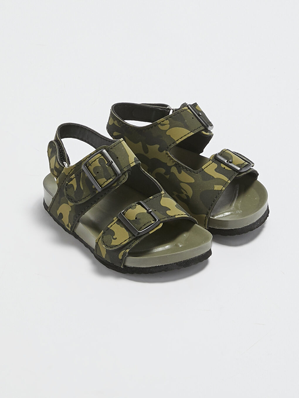 Haki Kamuflaj Desenli Cırt Cırtlı Erkek Bebek Sandalet