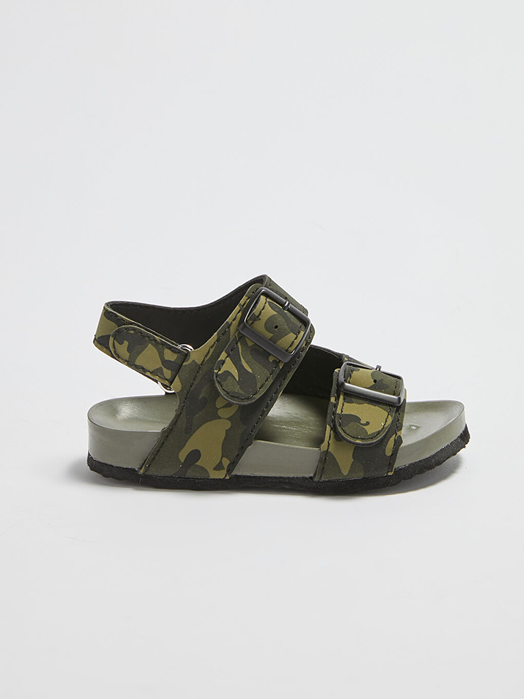 Haki Kamuflaj Desenli Cırt Cırtlı Erkek Bebek Sandalet-1