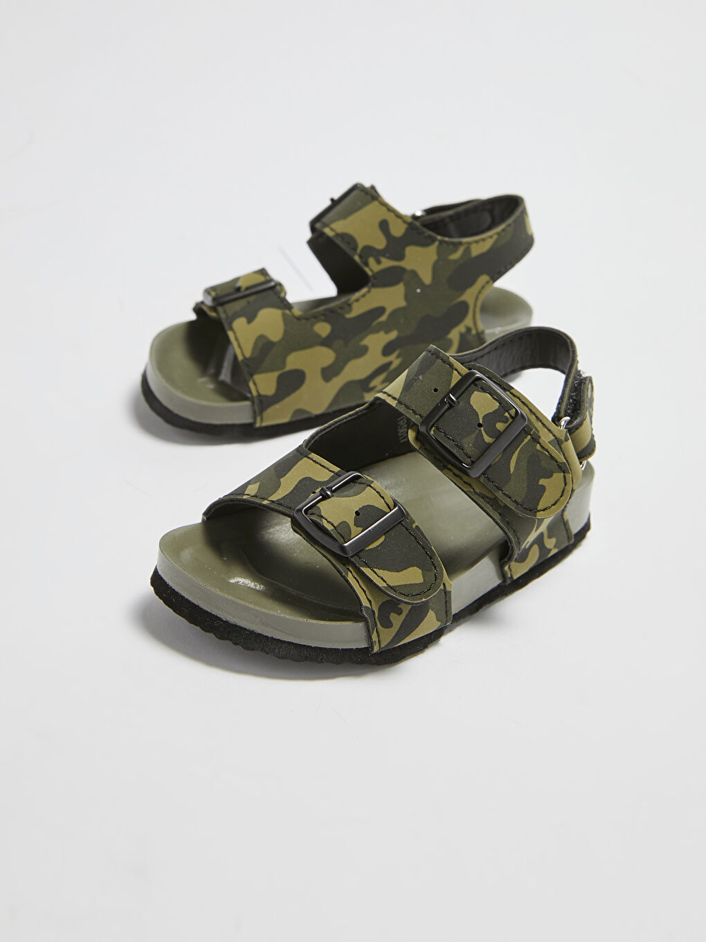 Haki Kamuflaj Desenli Cırt Cırtlı Erkek Bebek Sandalet-2