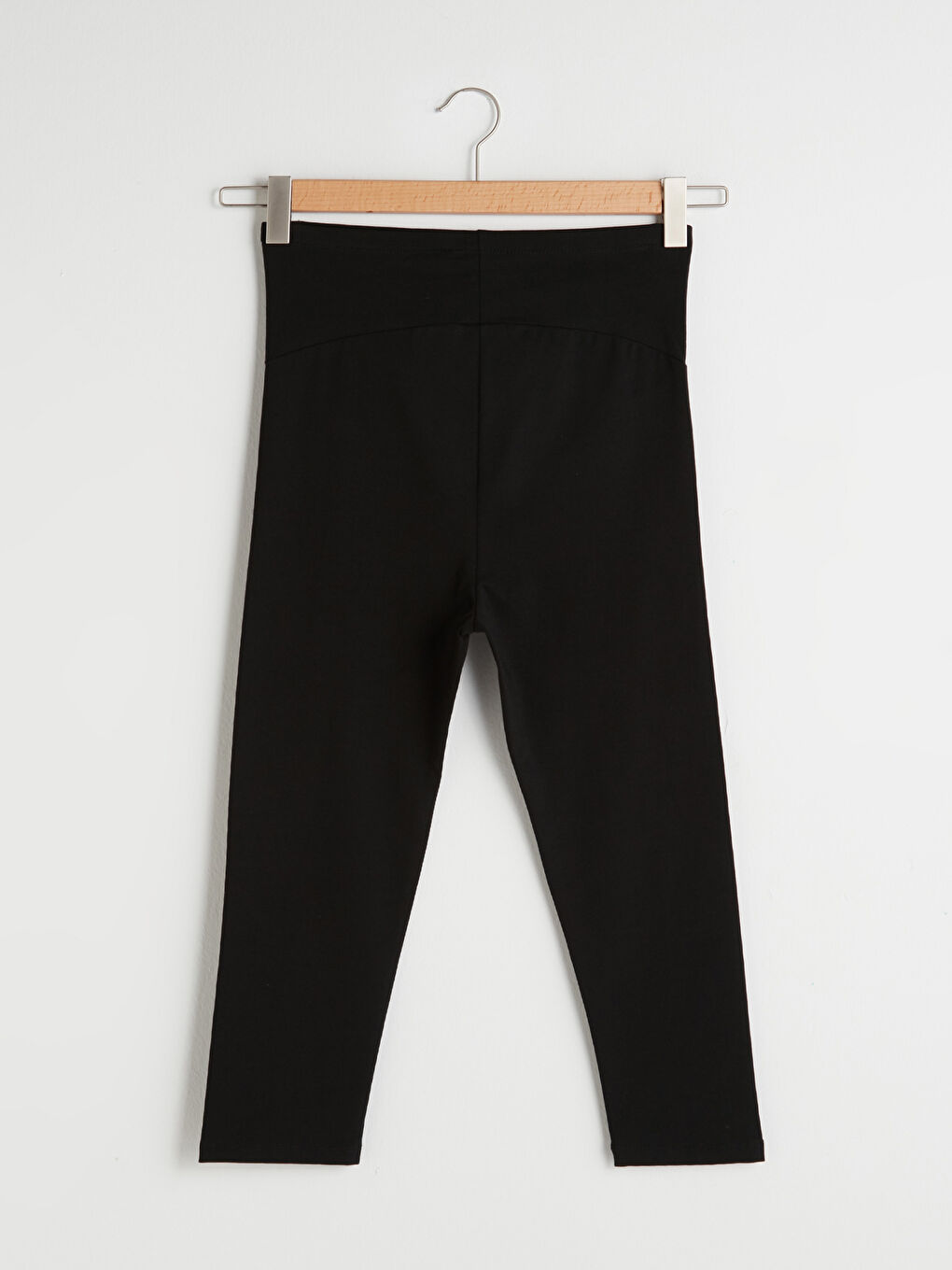 Siyah Karın Panelli Düz Pamuklu Hamile Tayt-5