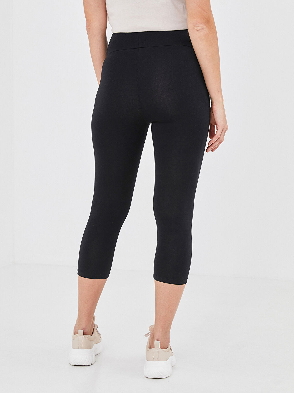 Siyah Karın Panelli Düz Pamuklu Hamile Tayt-3