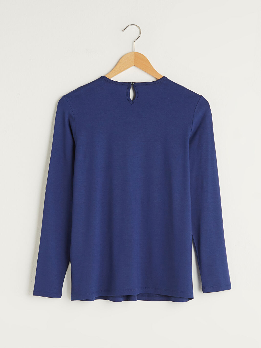 Crew Neck Embroidered Long Sleeve Viscose Women's Blouse-5