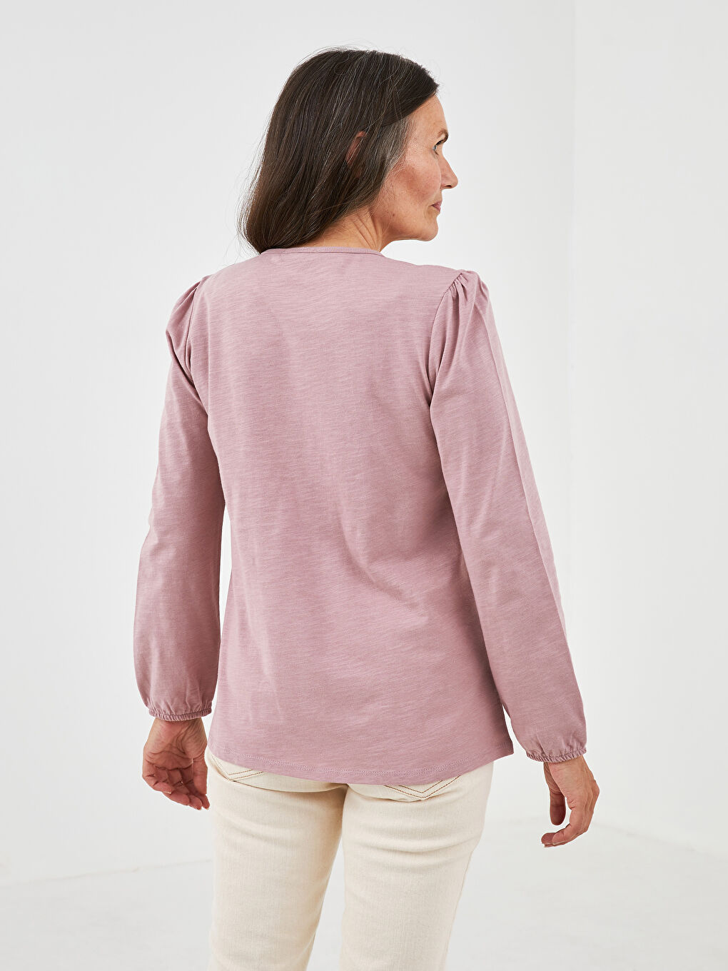 LCW Grace Crew Neck Printed Long Sleeve Women's Blouse -S1G022Z8-GJR