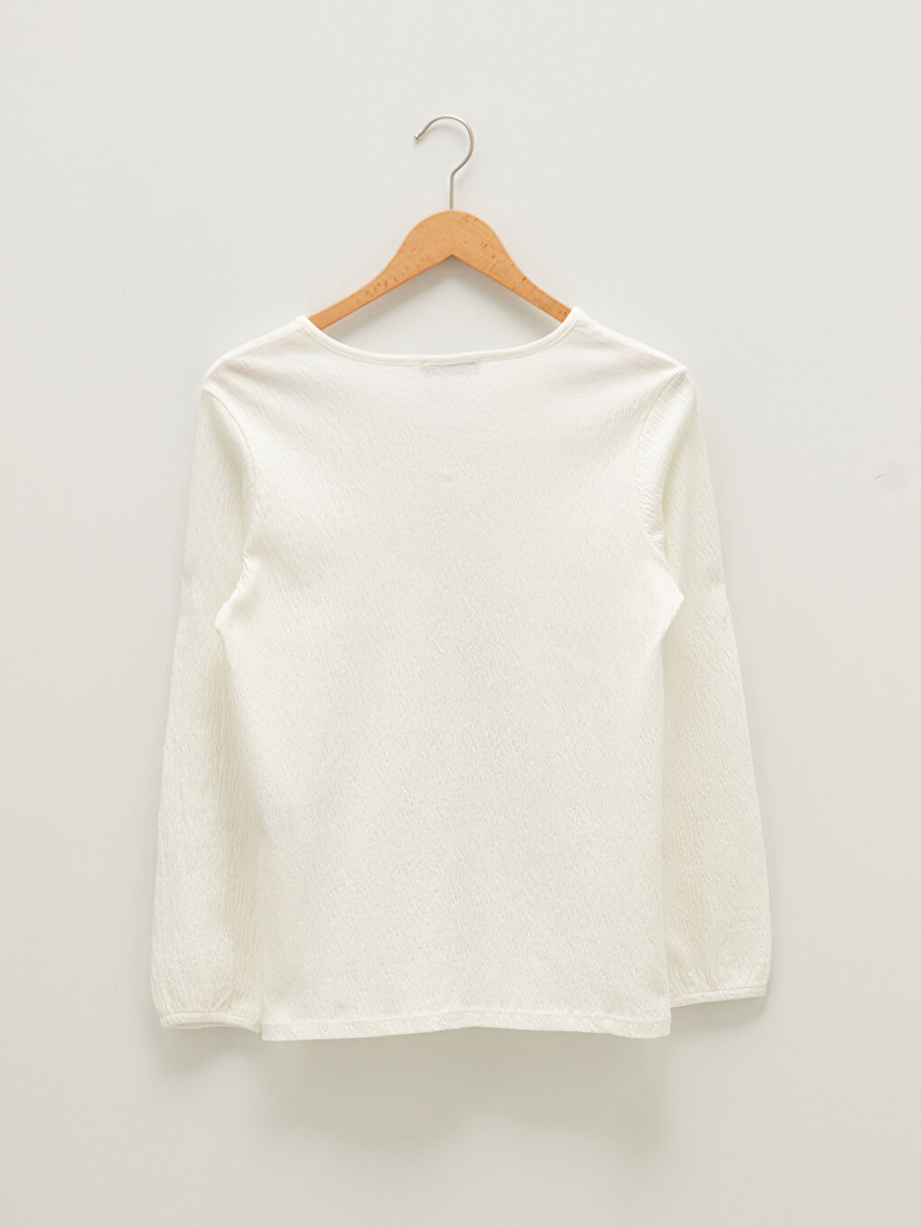 Beyaz Bağlamalı Yaka Desenli Uzun Kollu Kadın Bluz-6