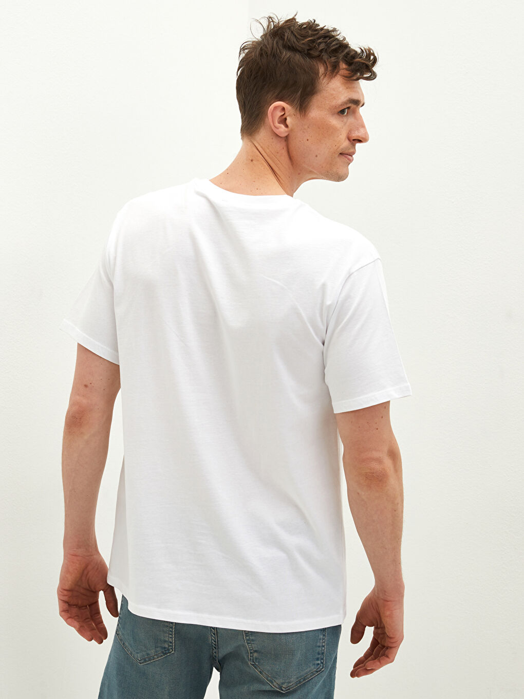 Crew Neck Short Sleeve Printed Combed Cotton Men's T-shirt-4