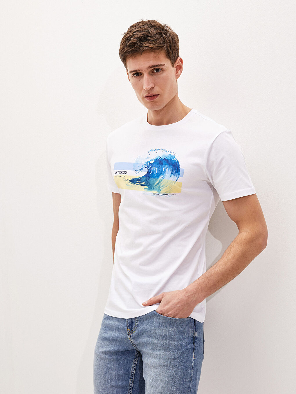 Crew Neck Short Sleeve Printed Combed Cotton Men's T-shirt-1