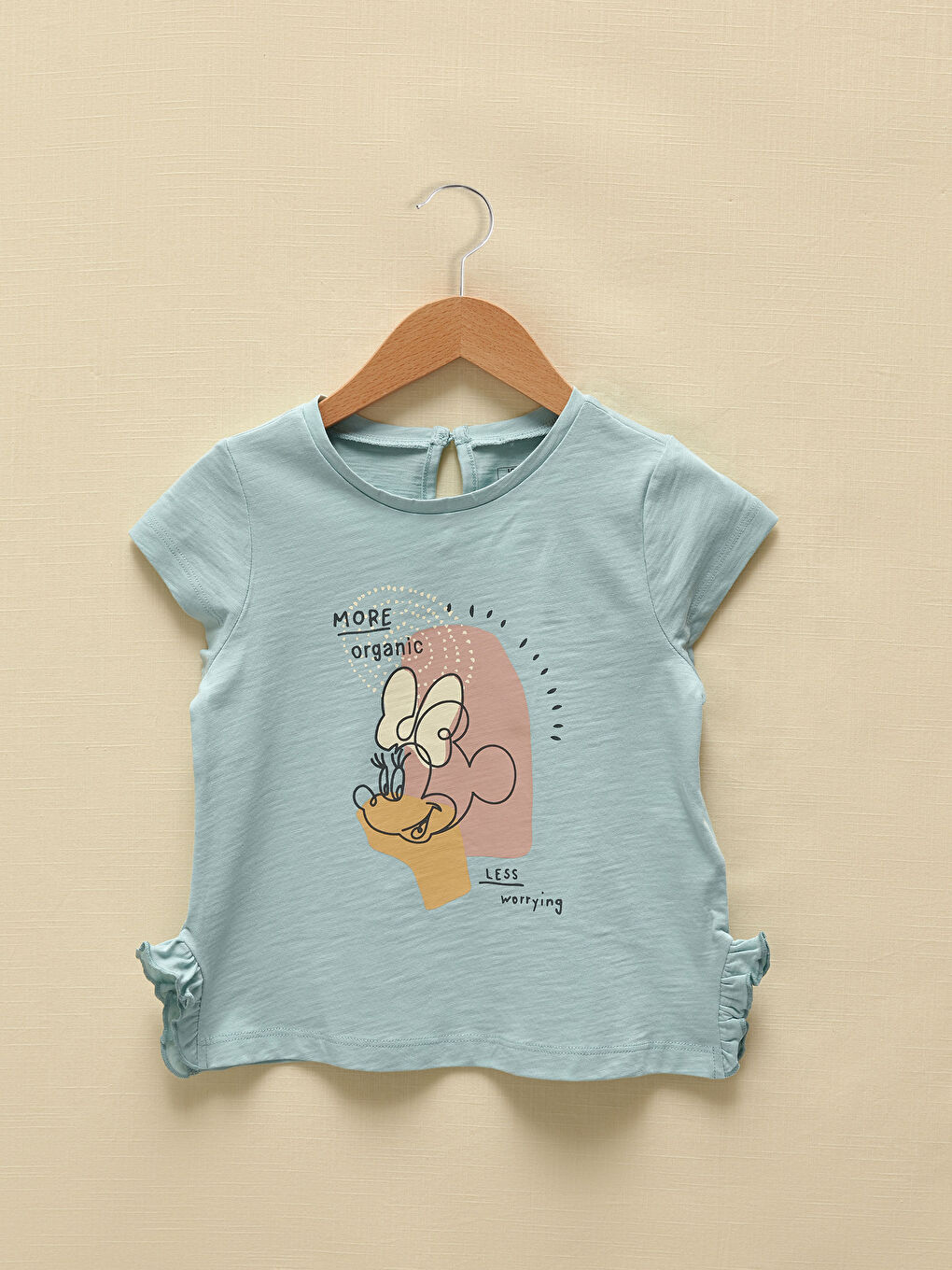 تيشيرت بناتي رضع بأكمام قصيرة ورقبة دائرية مطبوع ميني ماوس