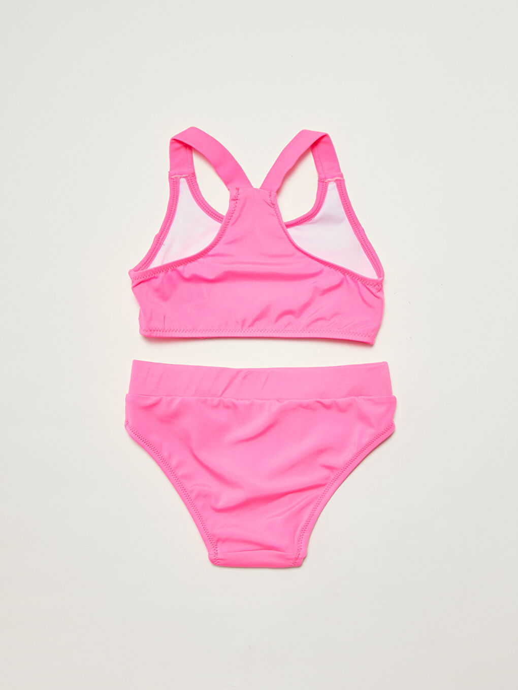 Pembe Esnek Kumaştan Pul Payet İşlemeli Kız Çocuk Bikini-1