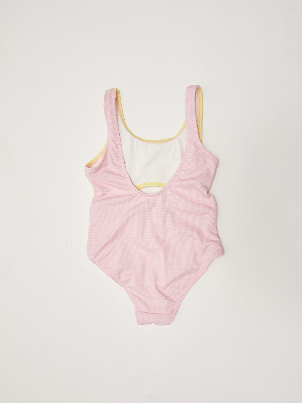 Pembe Esnek Kumaştan Baskılı Kız Çocuk Mayo-1