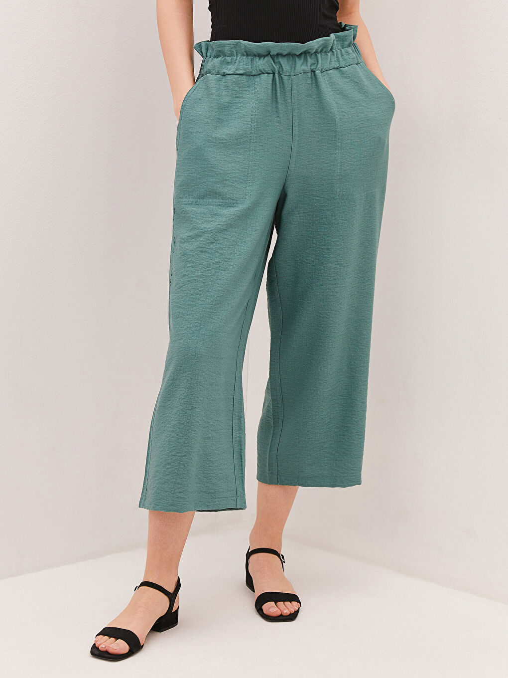 High Waist Wide Leg Women's Capri-2