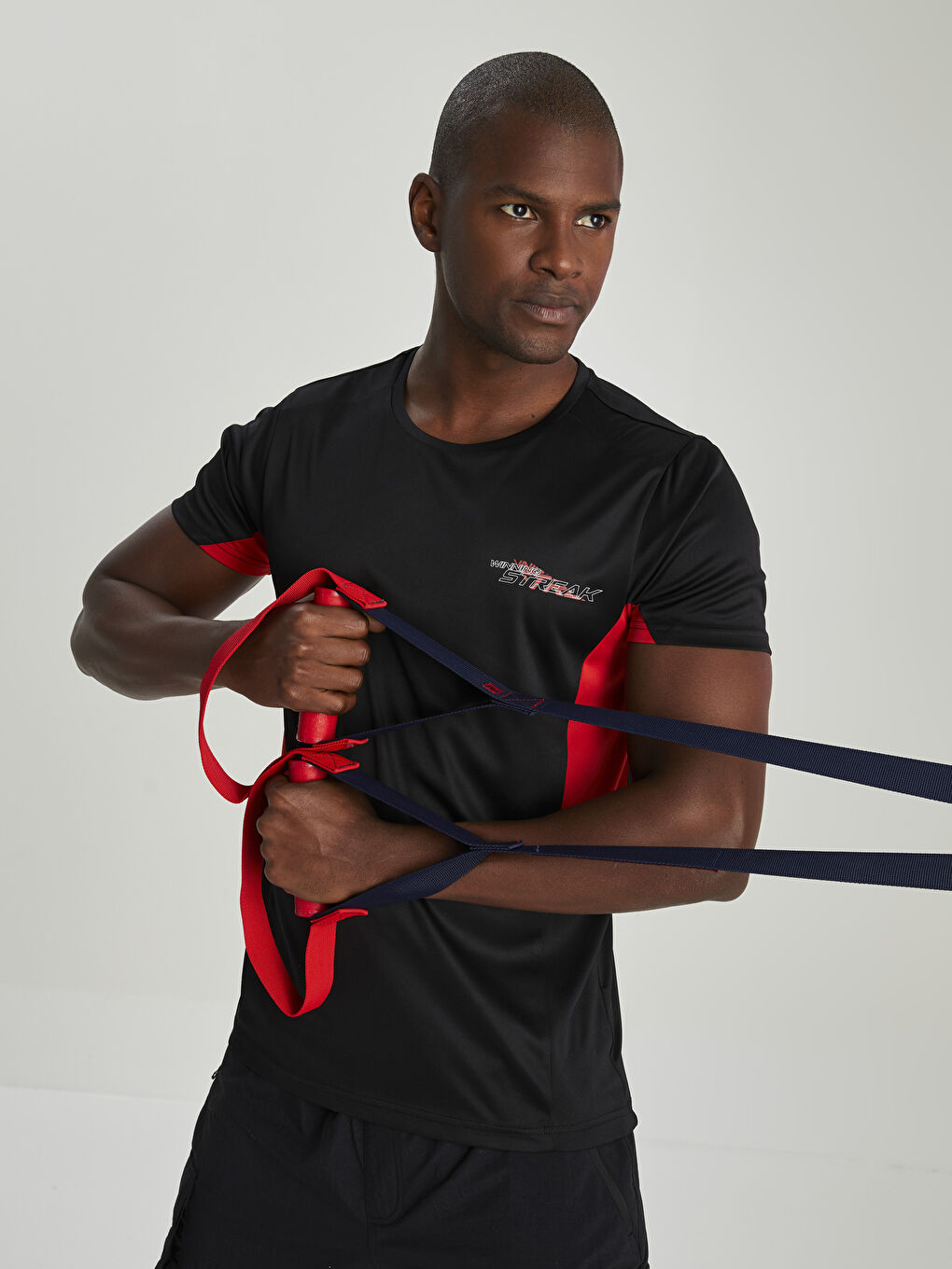 T-Shirt de Sport pour Hommes à Col Rond et Manches Courtes avec Blocs de Couleurs