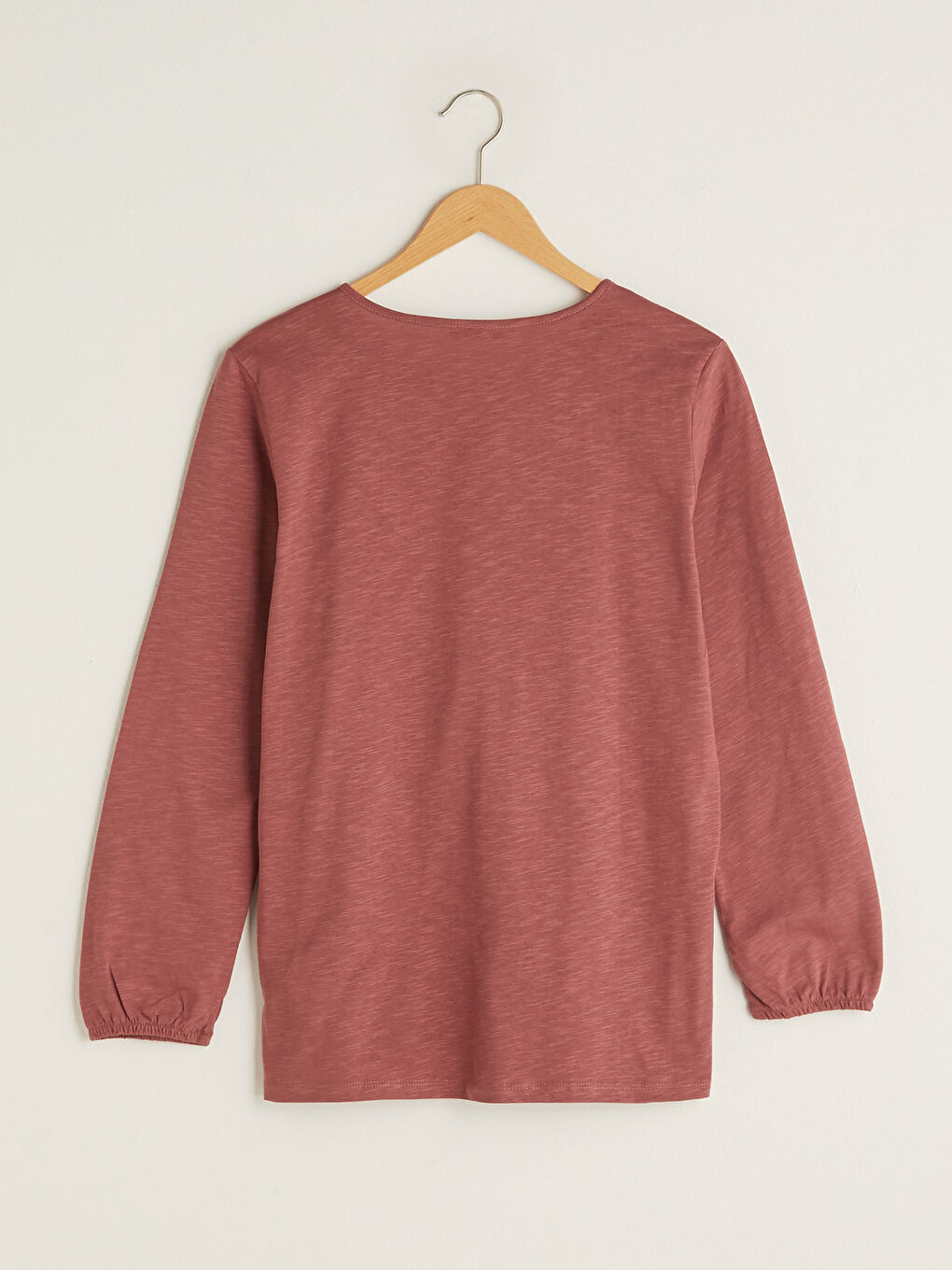 Pembe Bağlamalı Yaka Nakışlı Uzun Kollu Pamuklu Kadın Bluz-6