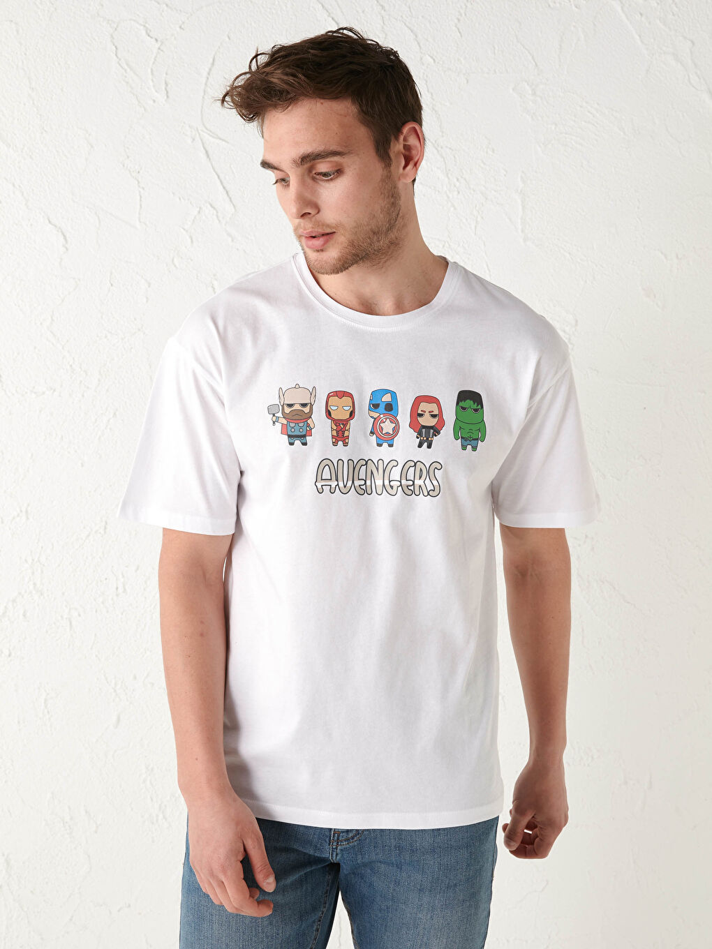XSIDE Crew Neck Short Sleeve Avengers Printed Cotton Men's T-Shirt -S1G324Z8-Q6K