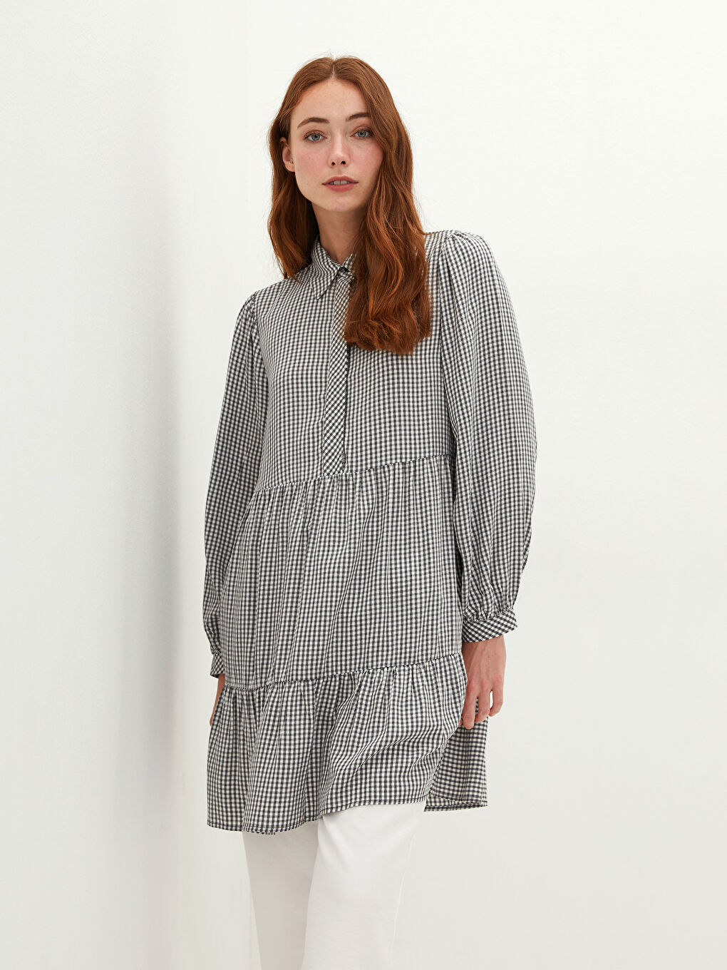 әйелдерге арналған ұзын жеңді торлы жейде туника