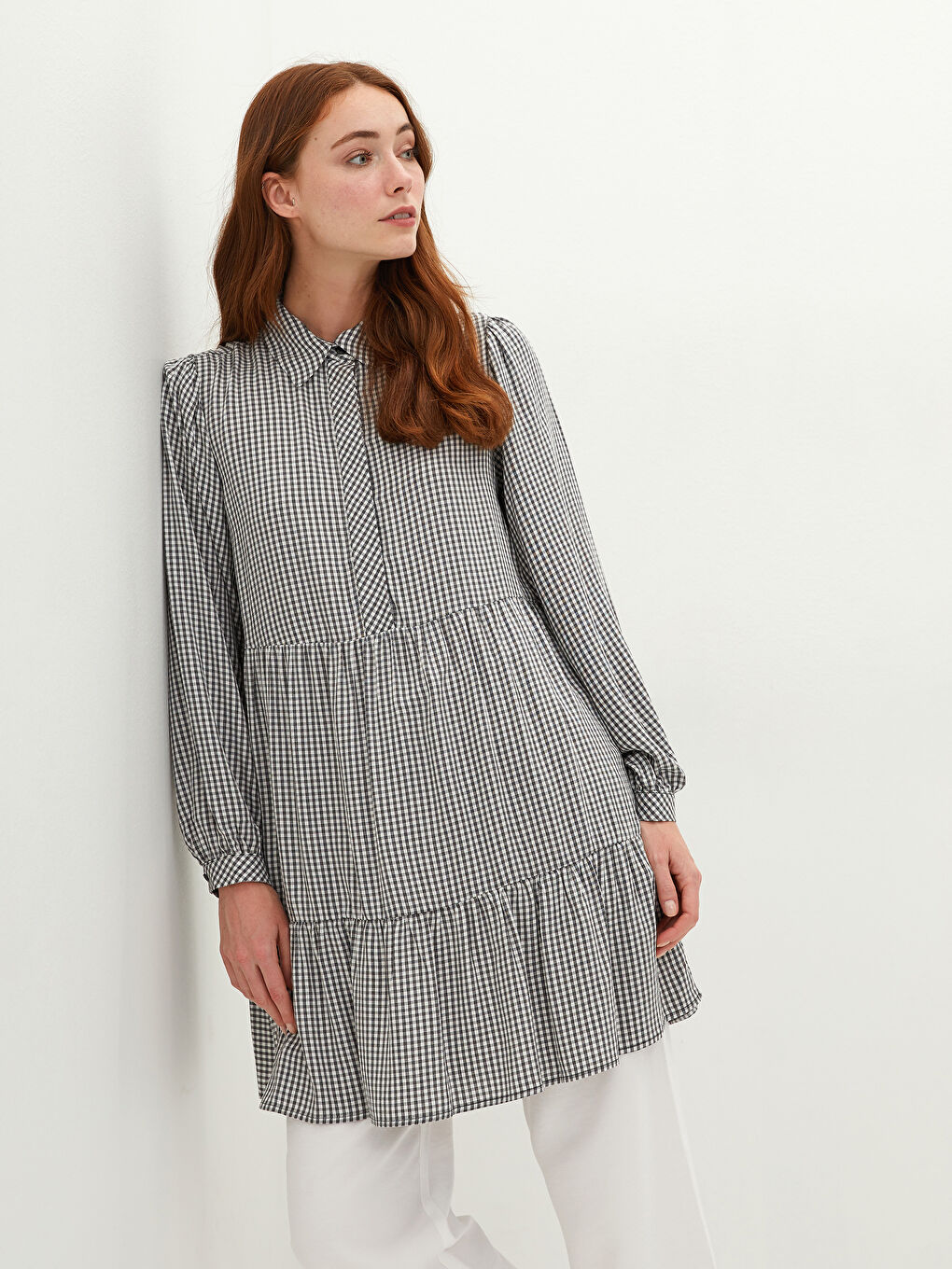 әйелдерге арналған ұзын жеңді торлы жейде туника-1