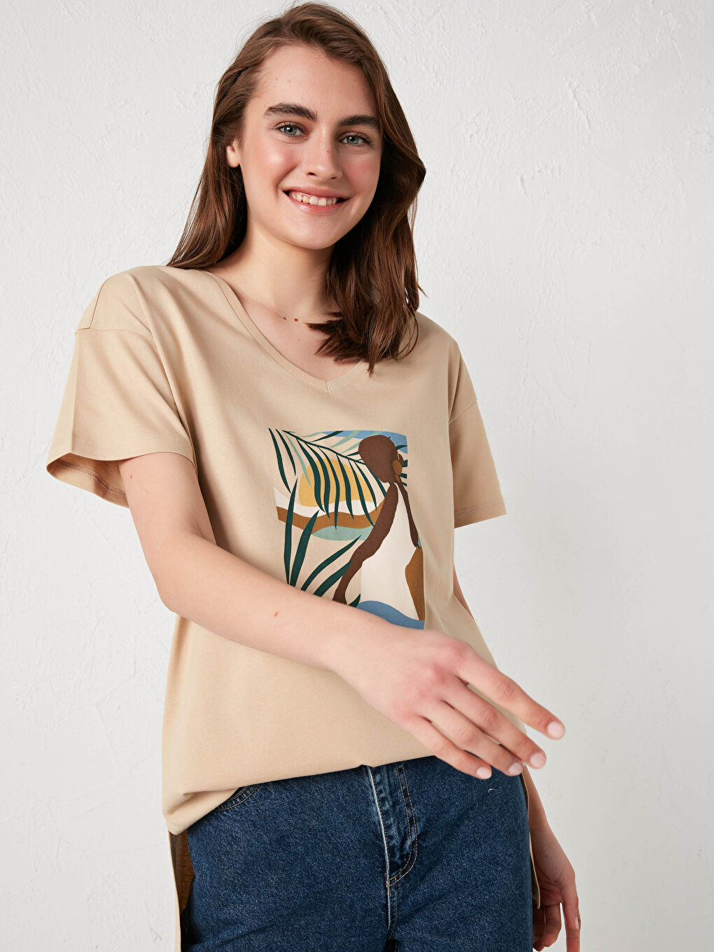 Crew Neck Printed Short Sleeve Cotton Women's T-shirt
