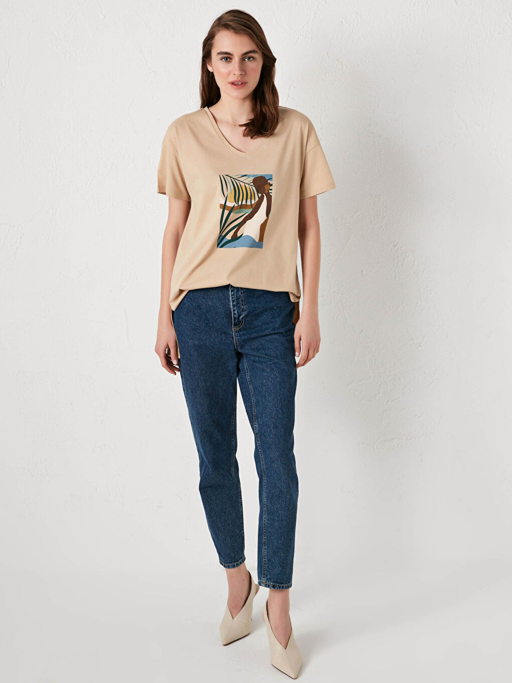 Crew Neck Printed Short Sleeve Cotton Women's T-shirt-2