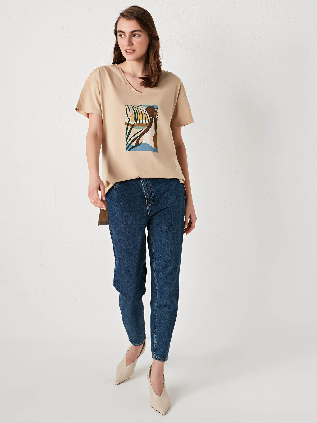 Crew Neck Printed Short Sleeve Cotton Women's T-shirt-3