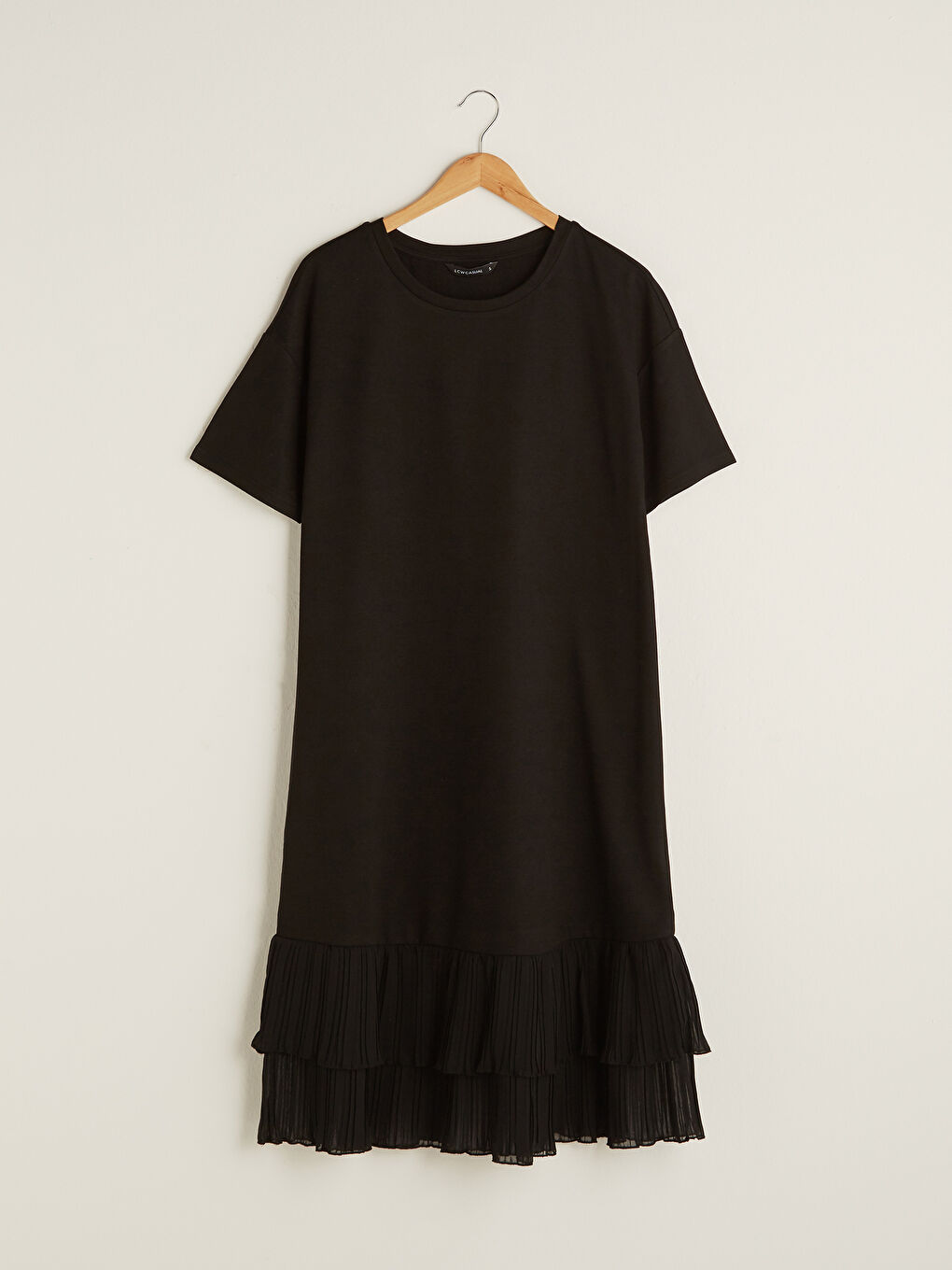 Crew Neck Straight Ruffle Detail Short Sleeve Women's Dress-5