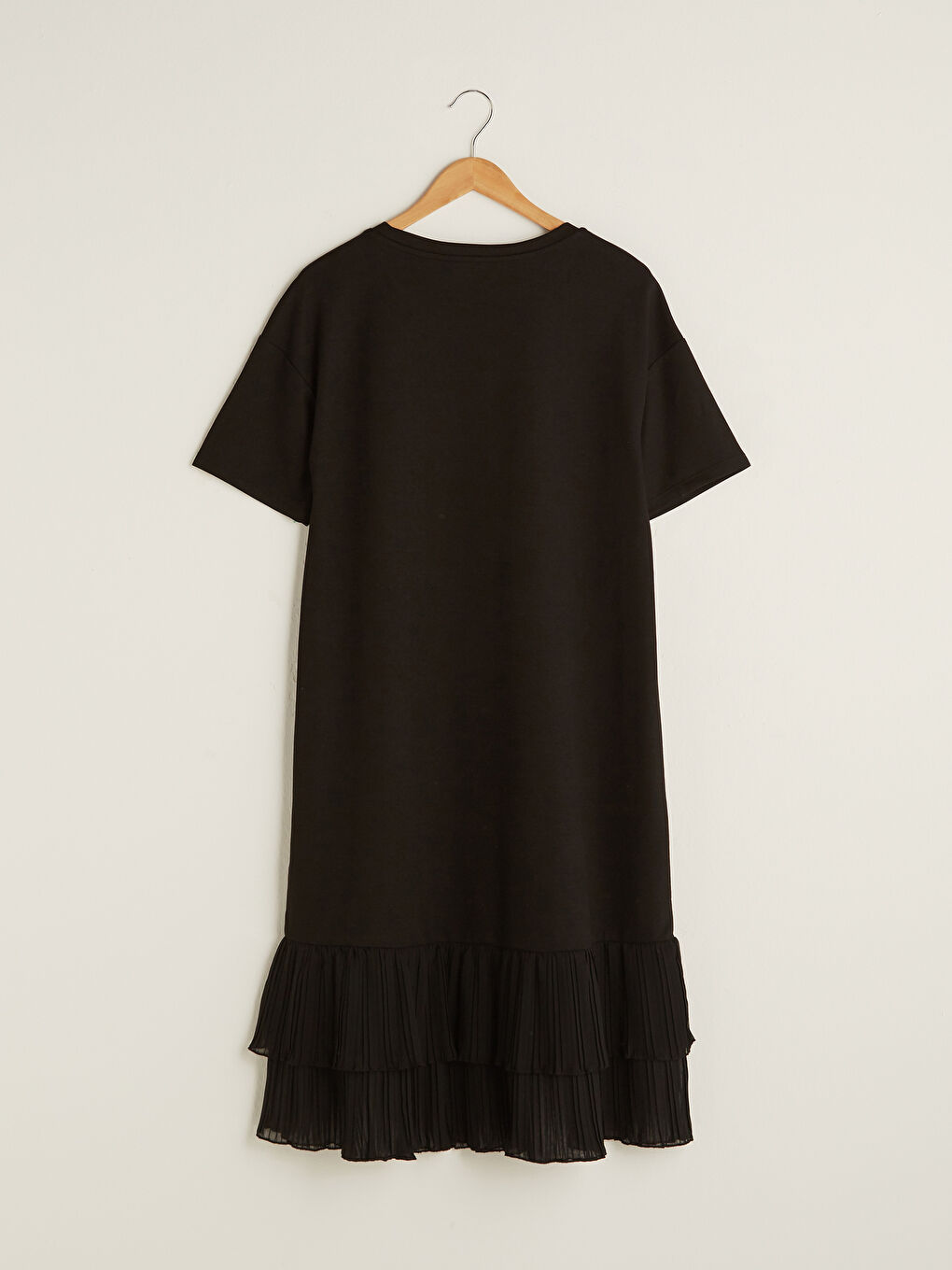 Crew Neck Straight Ruffle Detail Short Sleeve Women's Dress-6