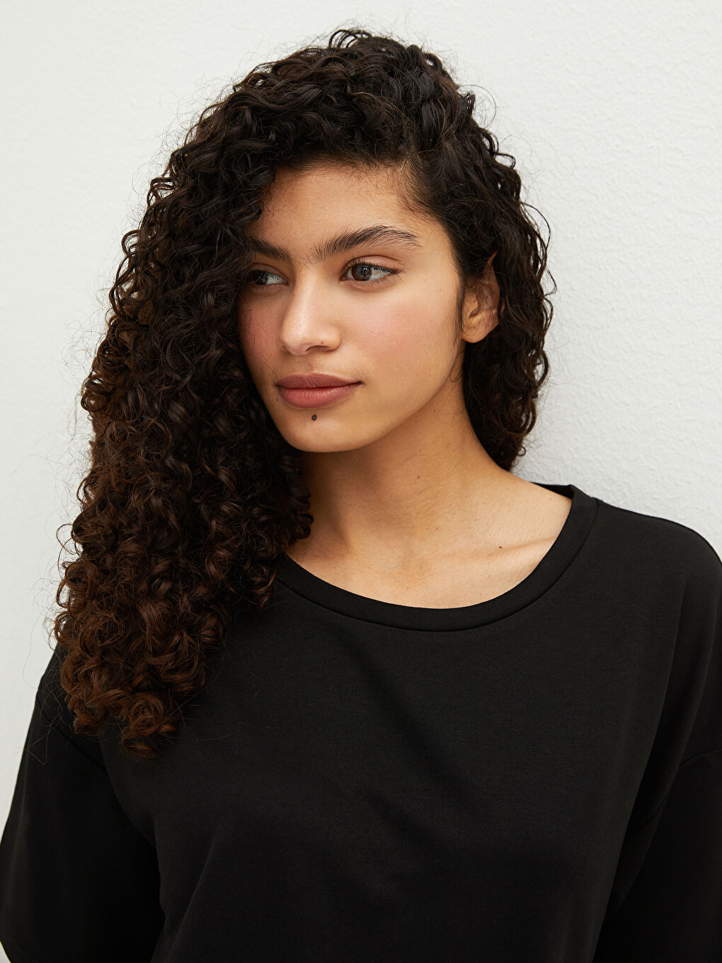 Crew Neck Straight Ruffle Detail Short Sleeve Women's Dress-2