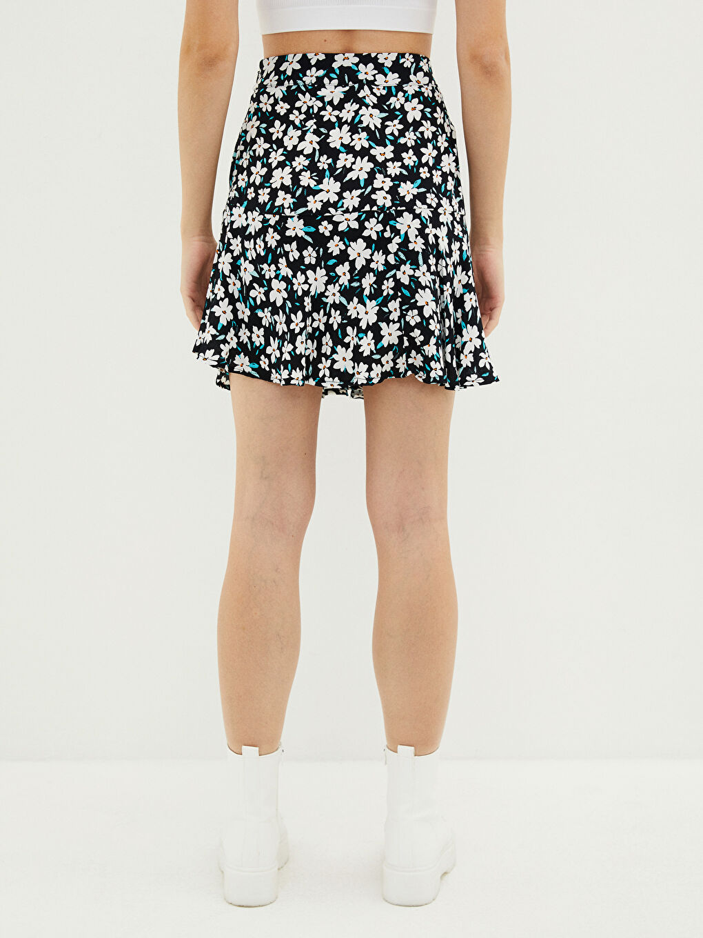 Fustă Confortabilă Model Floral Femei Piele-3