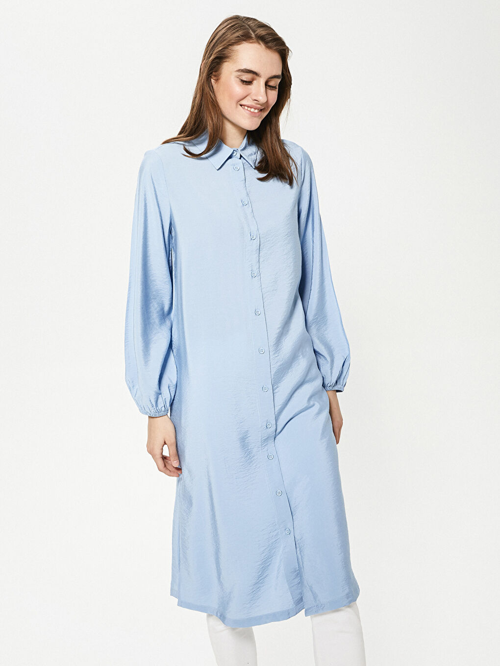 Plain Long Sleeve Women's Shirt Tunic