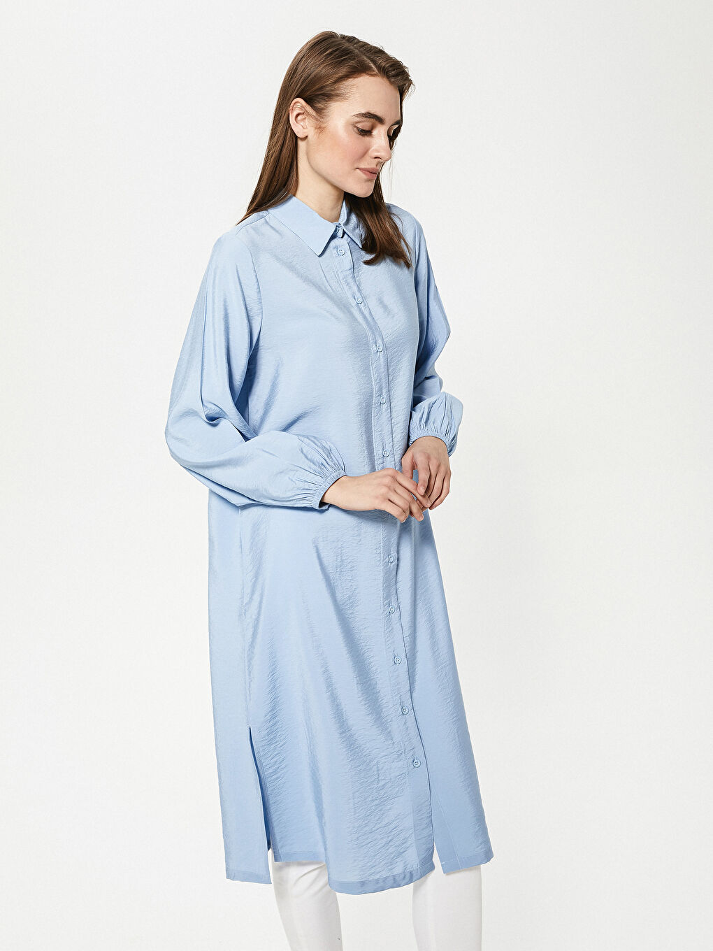 Plain Long Sleeve Women's Shirt Tunic-1