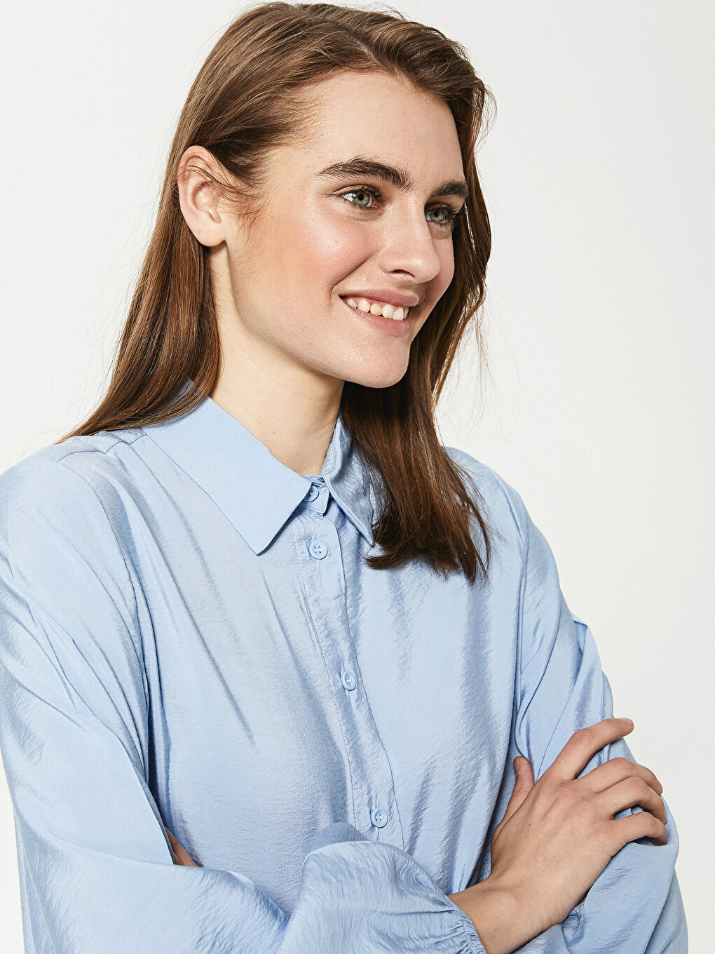 Plain Long Sleeve Women's Shirt Tunic-2