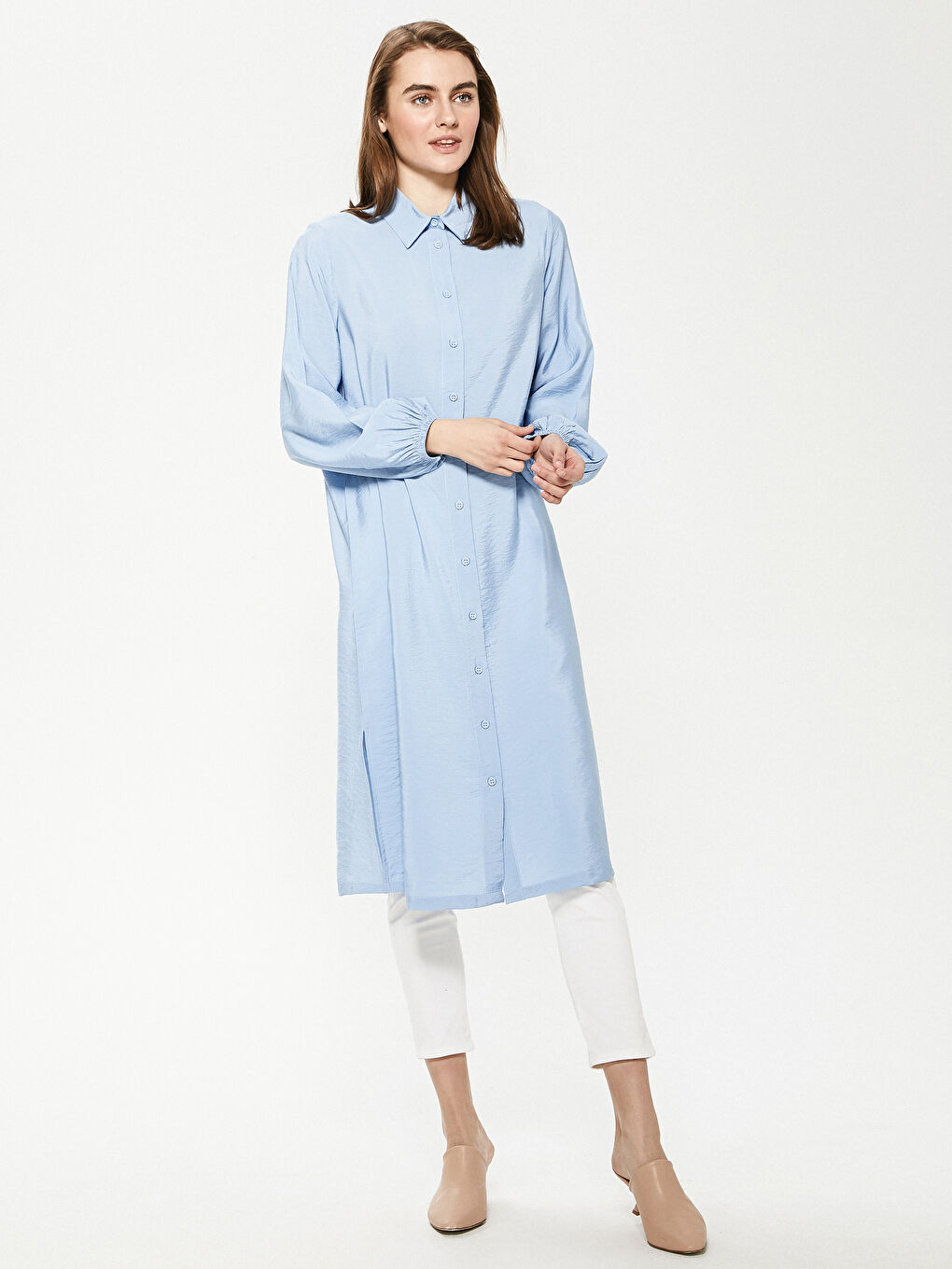 Plain Long Sleeve Women's Shirt Tunic-3