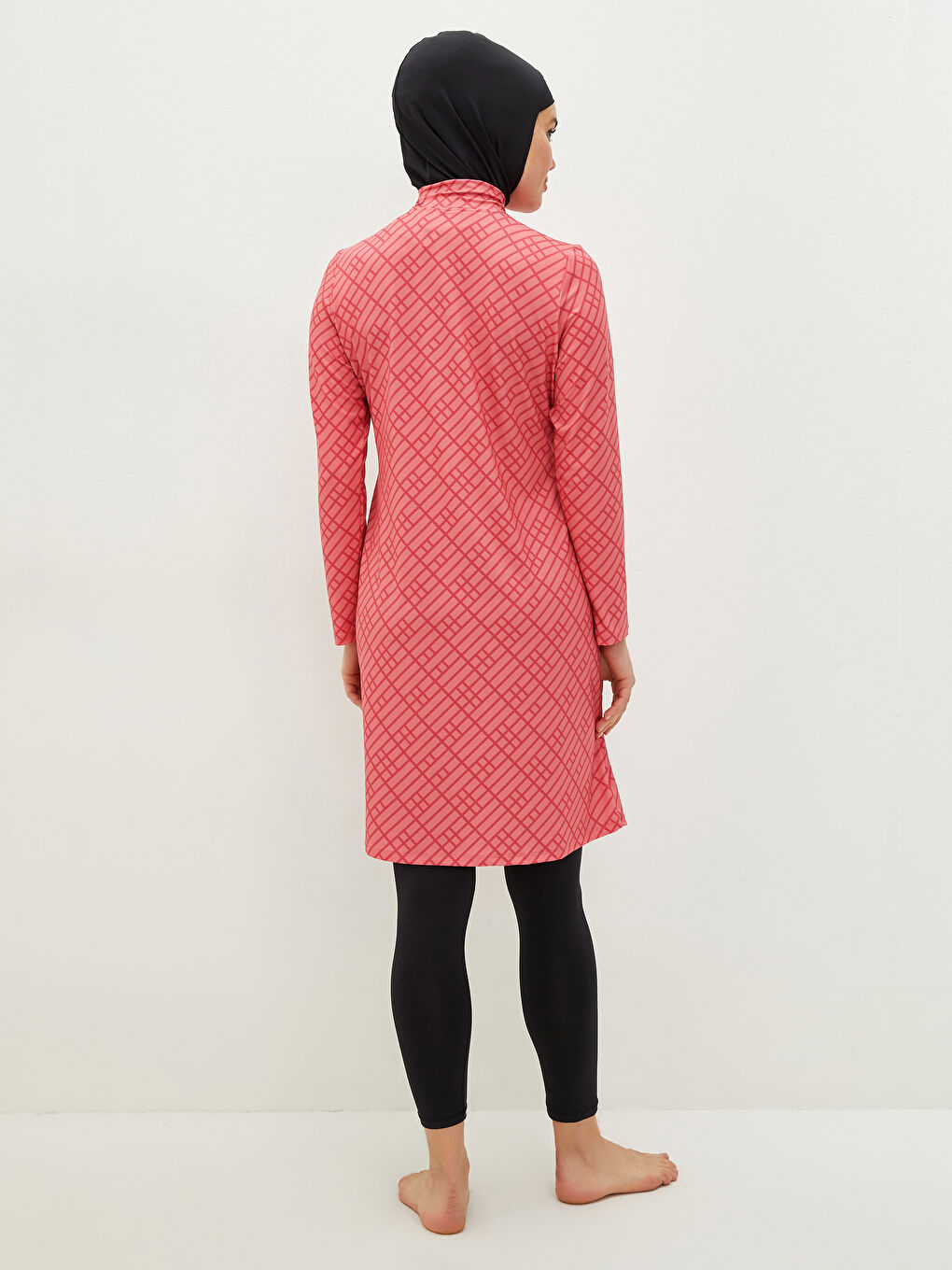 Mercan Desenli Kadın Tesettür Mayo-4