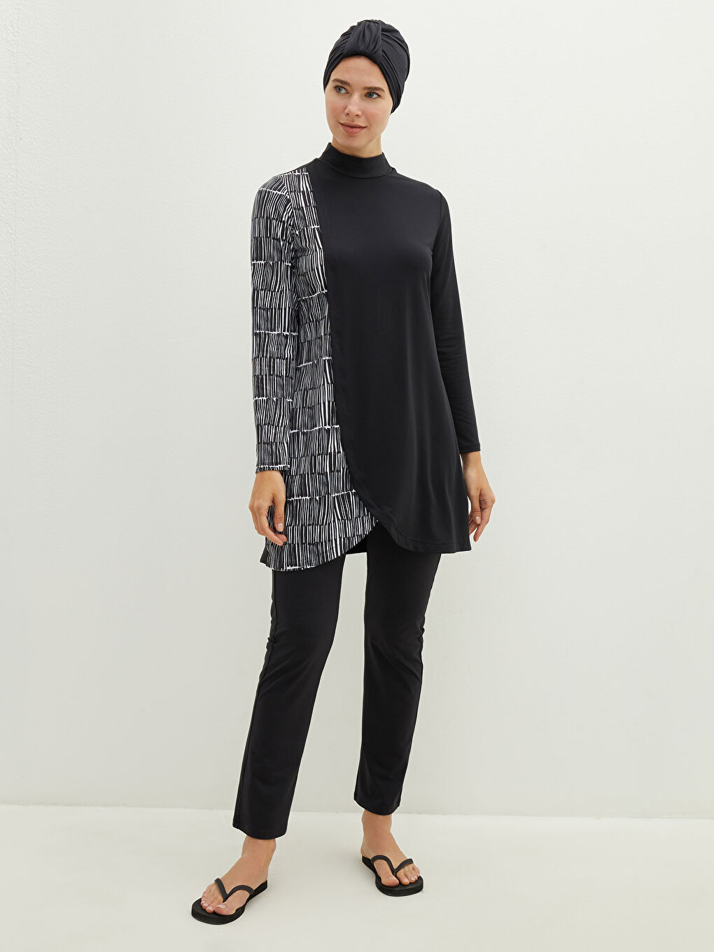 Купальник-хиджаб женский с длинными рукавами и принтом, с высоким воротником