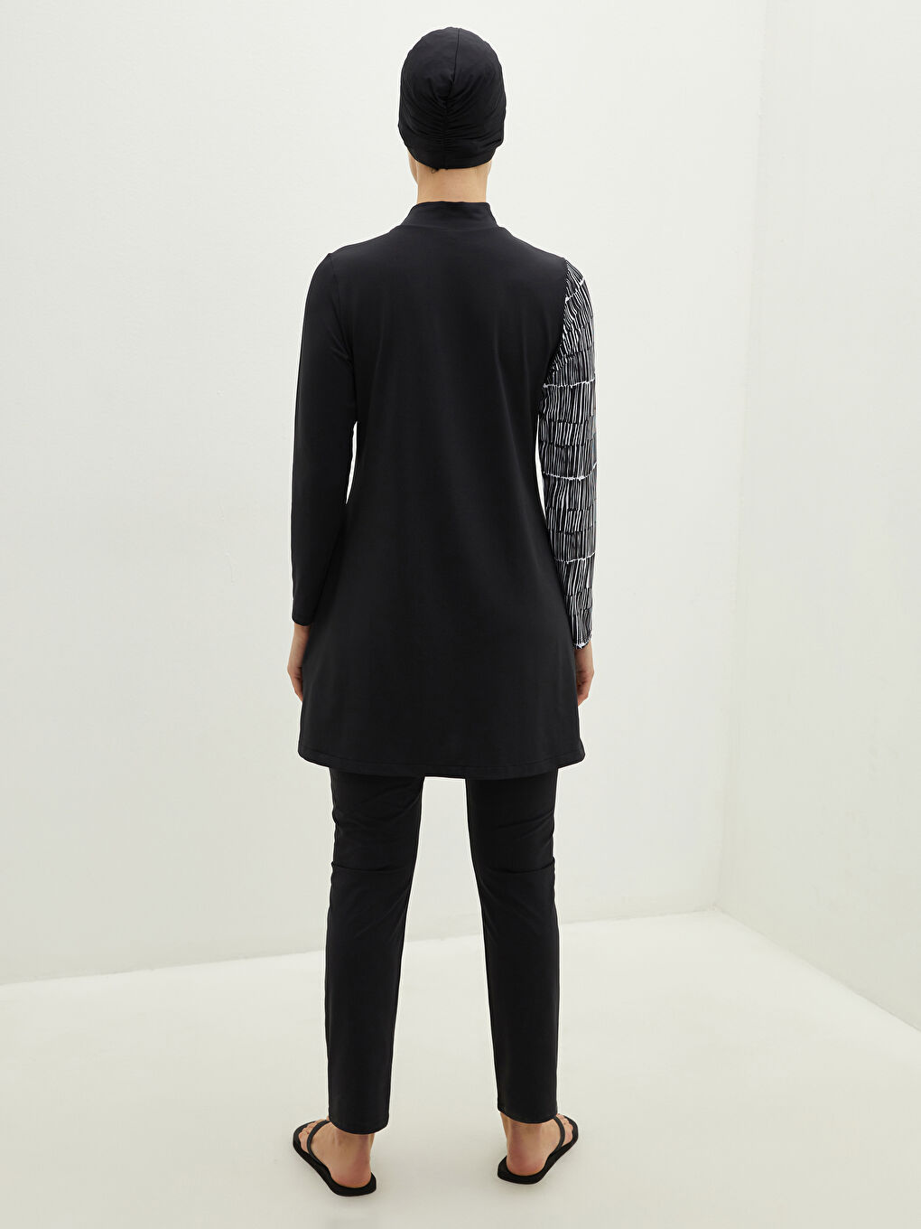 Купальник-хиджаб женский с длинными рукавами и принтом, с высоким воротником-3