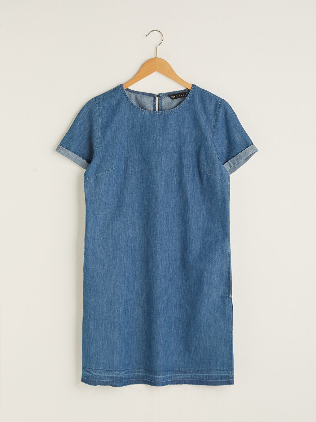 LCW Vision Crew Neck Plain Short Sleeve Women's Denim Dress -S1G608Z8-507