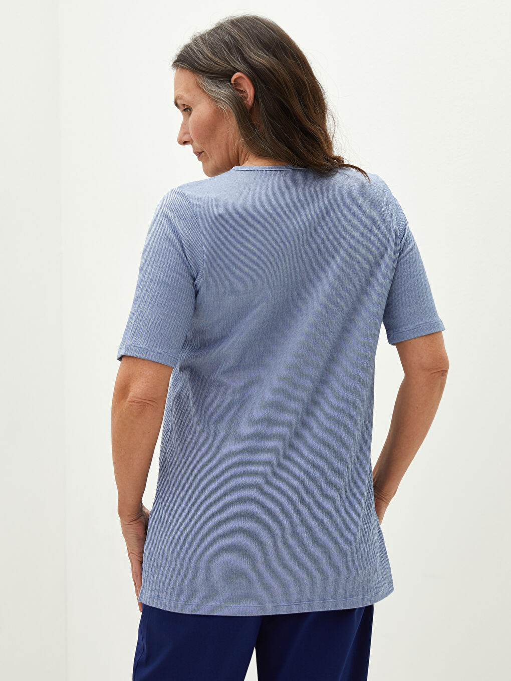 V-Neck Striped Short Sleeve Women's T-Shirt-3