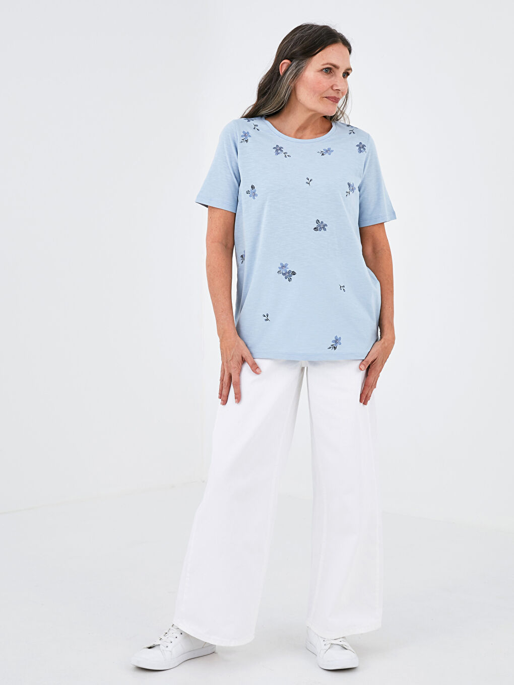 Crew Neck Printed Short Sleeve Women's T-Shirt-2