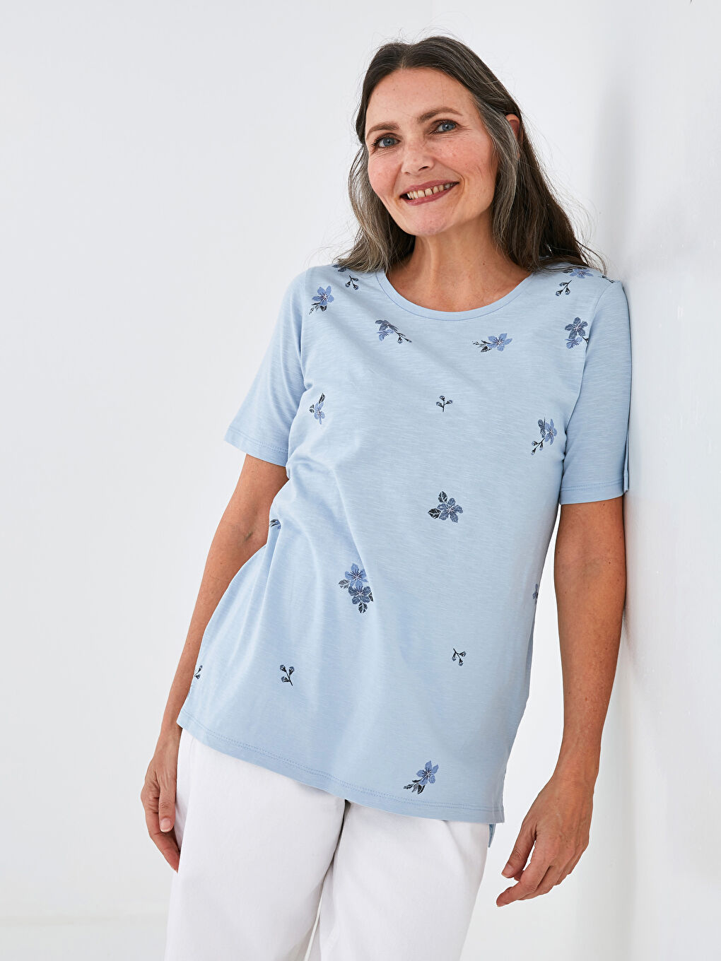 Crew Neck Printed Short Sleeve Women's T-Shirt-4