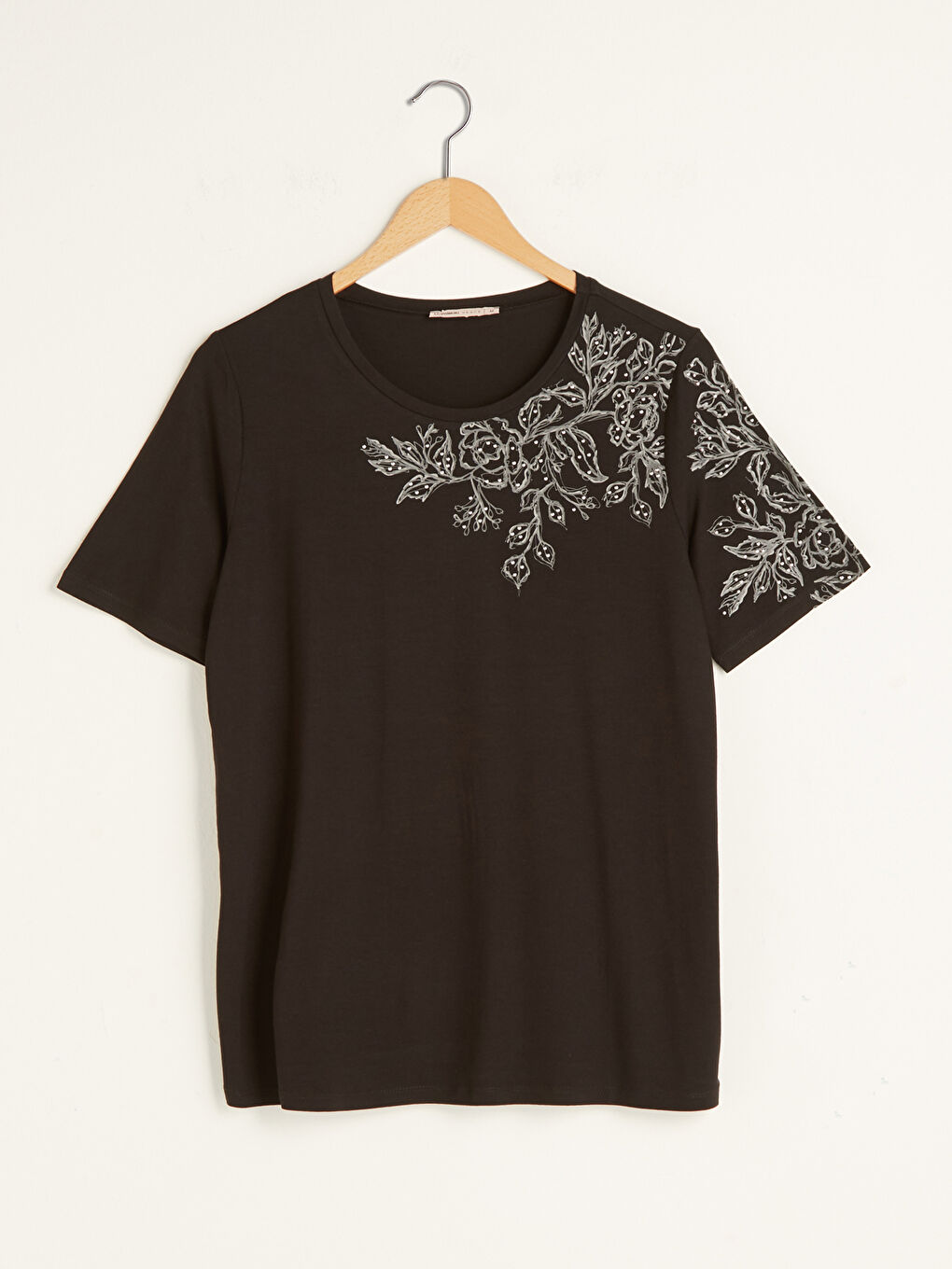 Crew Neck Printed Short Sleeve Women's Blouse-5