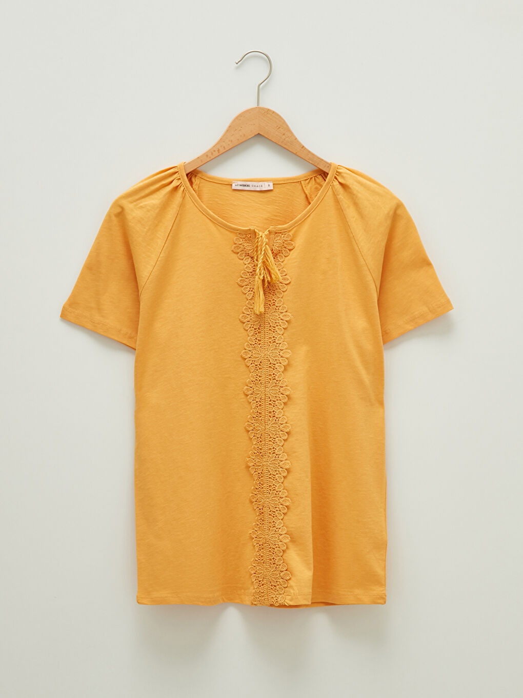 Tie Collar Embroidered Short Sleeve Women's Blouse-4