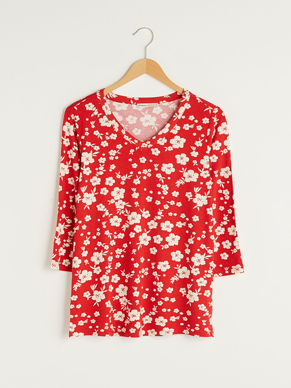 V Neck Floral Printed Women T-Shirt-5