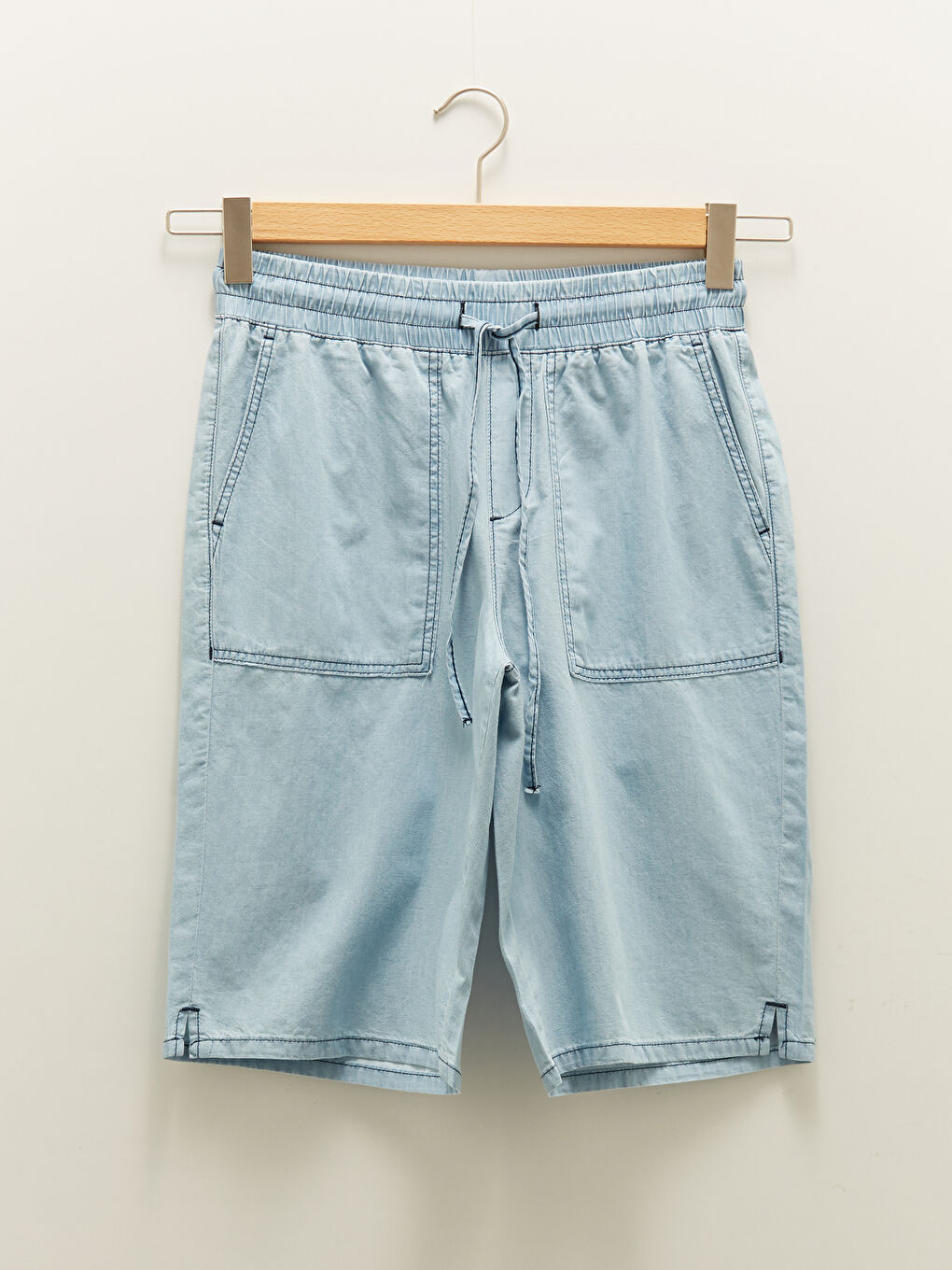 Women's Jean Shorts With Elastic Waist Comfortable Fit Pocket Detailed-5