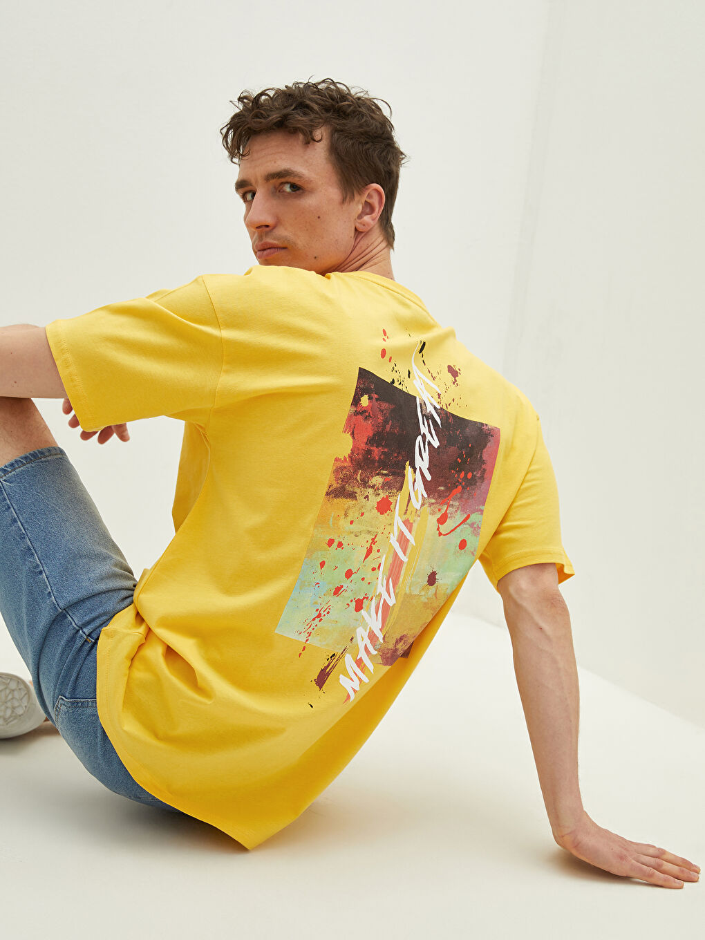 Crew Neck Short Sleeve Printed Combed Cotton Men's T-shirt