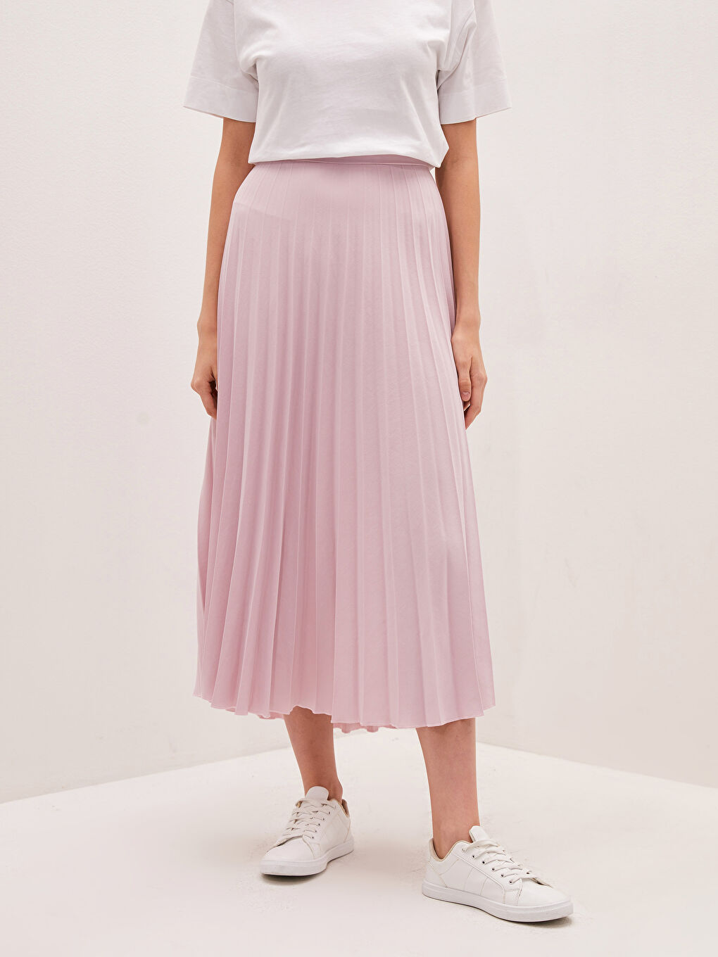 Fustă Plisată pentru Femei din Mătase Medina cu Închidere cu Fermoar-3