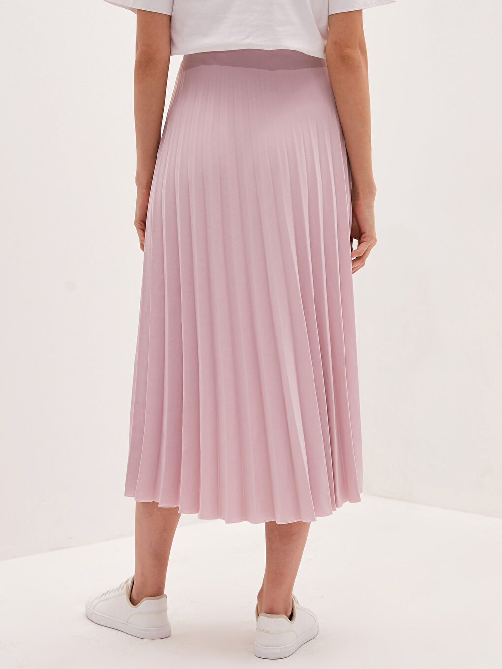 Fustă Plisată pentru Femei din Mătase Medina cu Închidere cu Fermoar-4