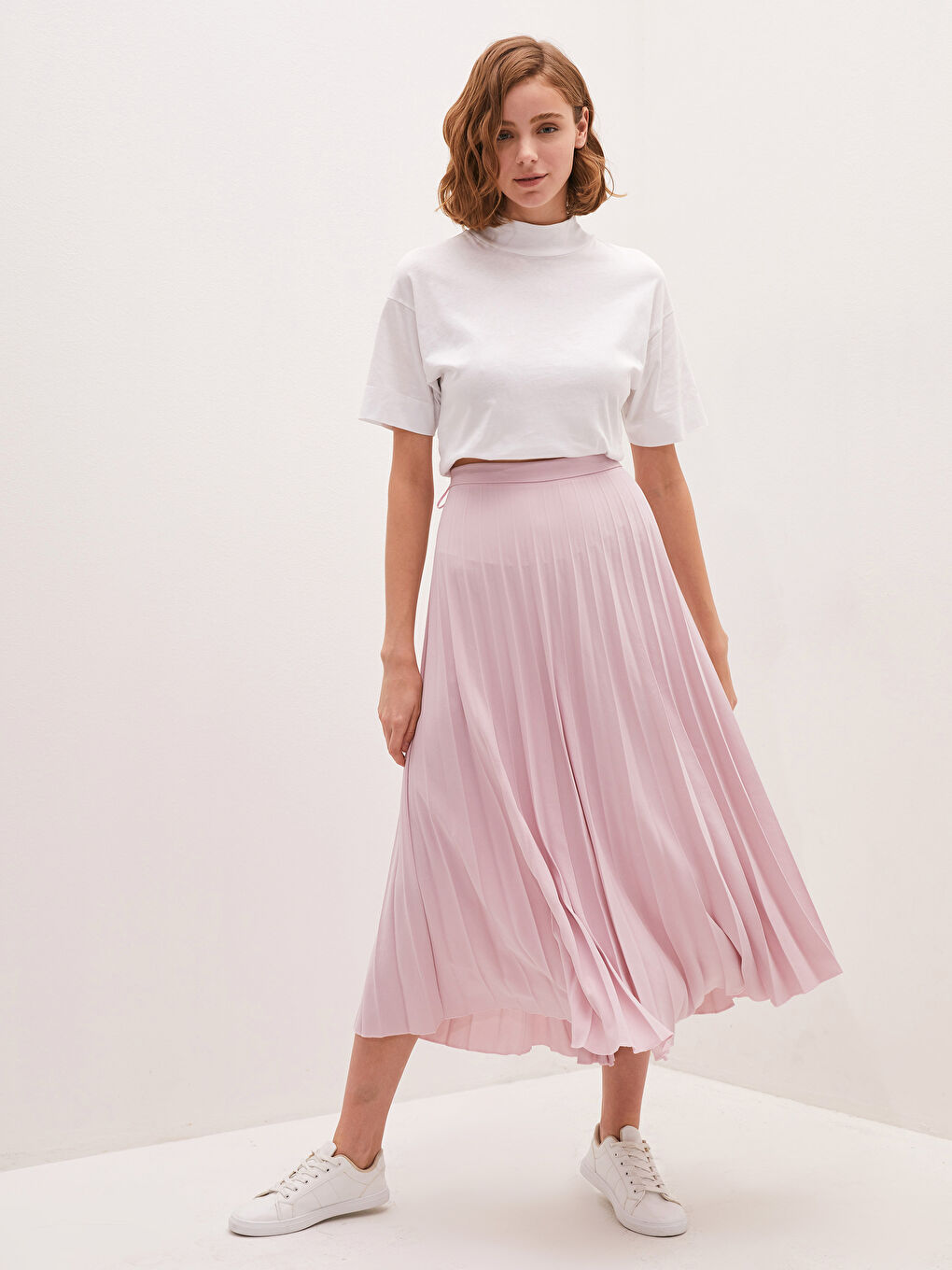 Fustă Plisată pentru Femei din Mătase Medina cu Închidere cu Fermoar-5