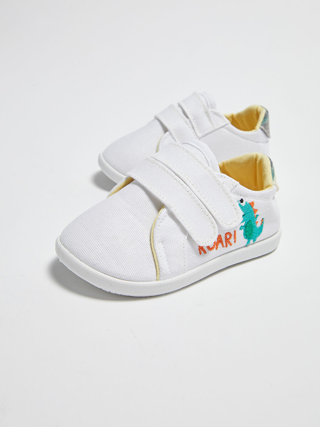 Beyaz Yürüme Öncesi Cırt Cırtlı Erkek Bebek Günlük Bez Ayakkabı-2