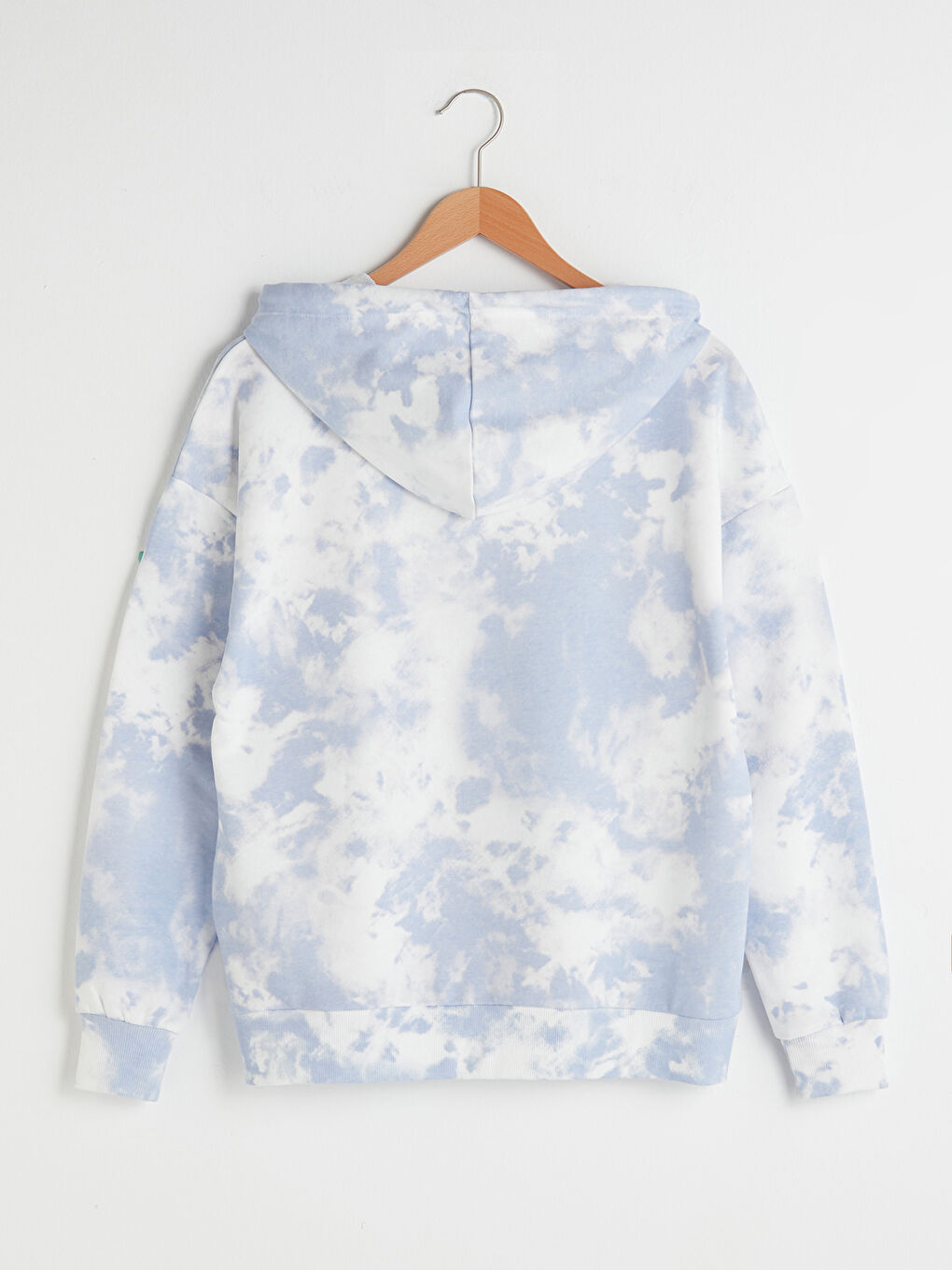 Ekru Batik Desenli Uzun Kollu Kadın Hoodie-9